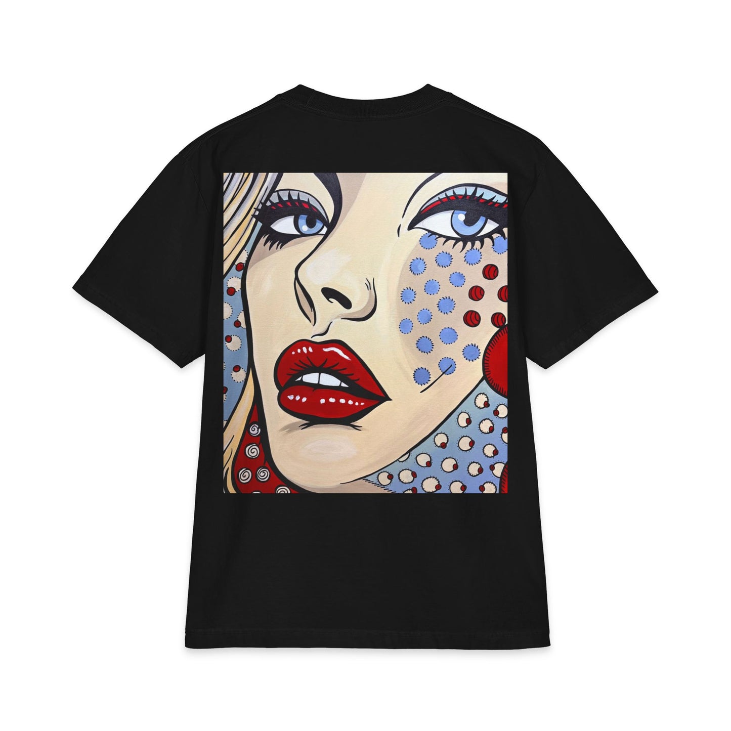 Pop Art Female Portrait T-Shirt — Retro Comic Dot Graphic Tee