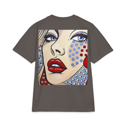 Pop Art Female Portrait T-Shirt — Retro Comic Dot Graphic Tee