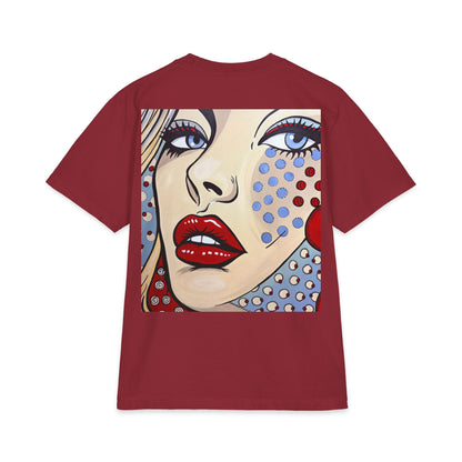 Pop Art Female Portrait T-Shirt — Retro Comic Dot Graphic Tee