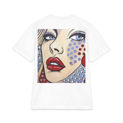 Pop Art Female Portrait T-Shirt — Retro Comic Dot Graphic Tee