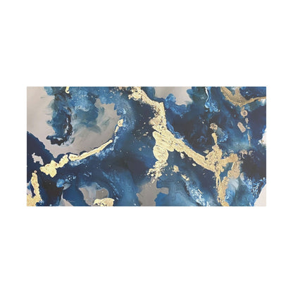 Blue Gold Marble Satin Stretched Canvas Wall Art